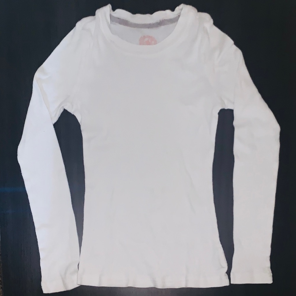 girls white ribbed tee